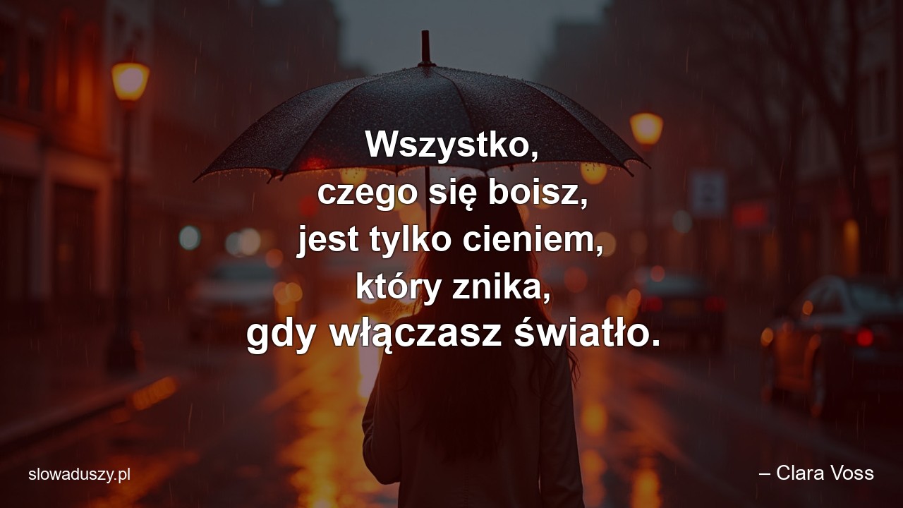 Wszystko,  czego się boisz,  jest tylko cieniem,  który znika,  gdy włączasz światło.