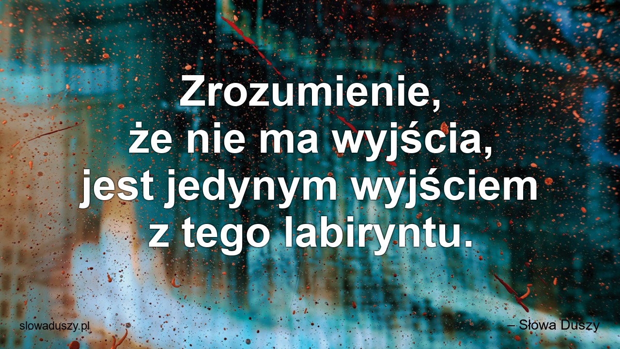 Zrozumienie,  że nie ma wyjścia,  jest jedynym wyjściem z tego labiryntu.