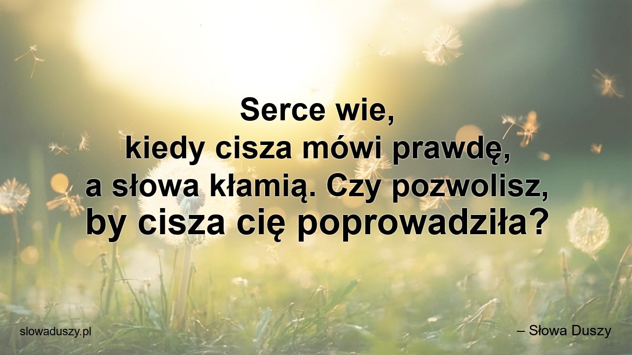 Serce wie,  kiedy cisza mówi prawdę,  a słowa kłamią. Czy pozwolisz,  by cisza cię poprowadziła?