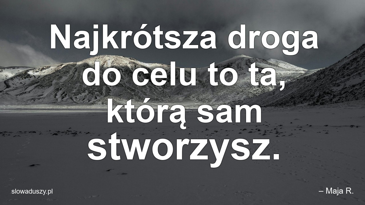 Najkrótsza droga do celu to ta,  którą sam stworzysz. - – Maja R.