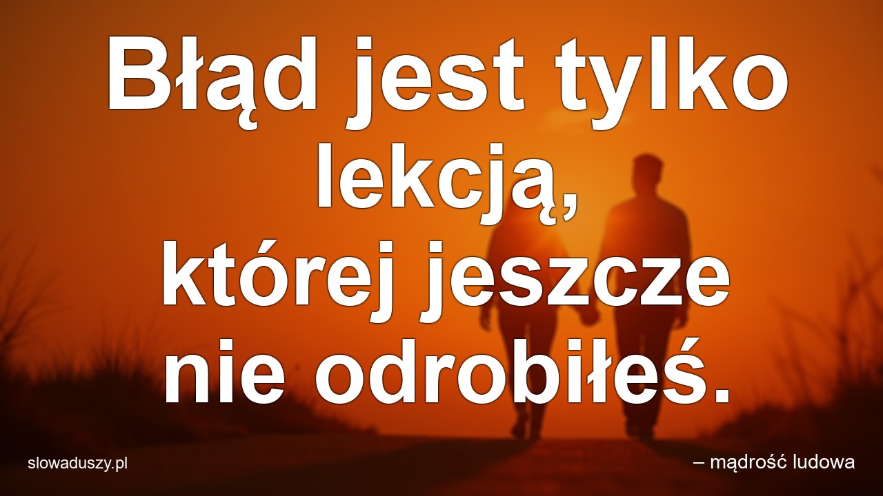 Błąd jest tylko lekcją,  której jeszcze nie odrobiłeś. - – mądrość ludowa