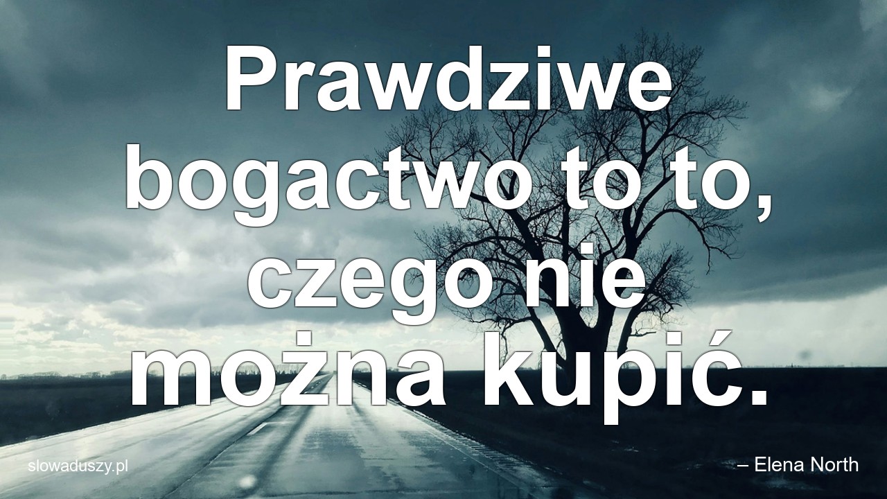 Prawdziwe bogactwo to to,  czego nie można kupić. - – Elena North