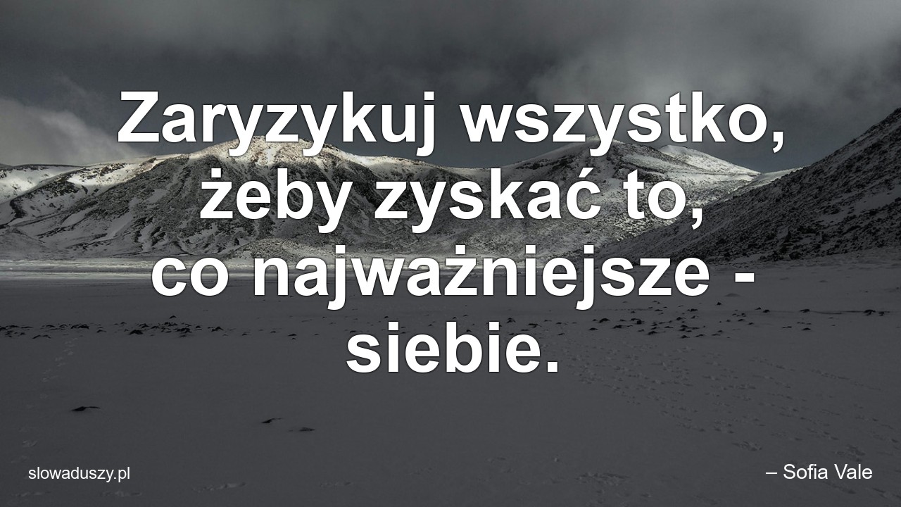 Zaryzykuj wszystko,  żeby zyskać to,  co najważniejsze - siebie. - – Sofia Vale