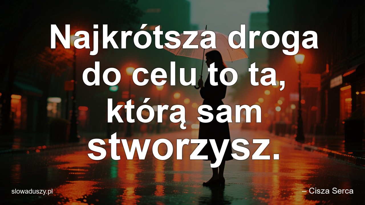 Najkrótsza droga do celu to ta,  którą sam stworzysz.