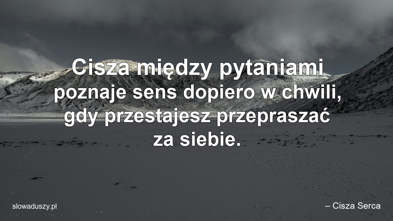 Cisza między pytaniami poznaje sens dopiero w chwili,  gdy przestajesz przepraszać za siebie.