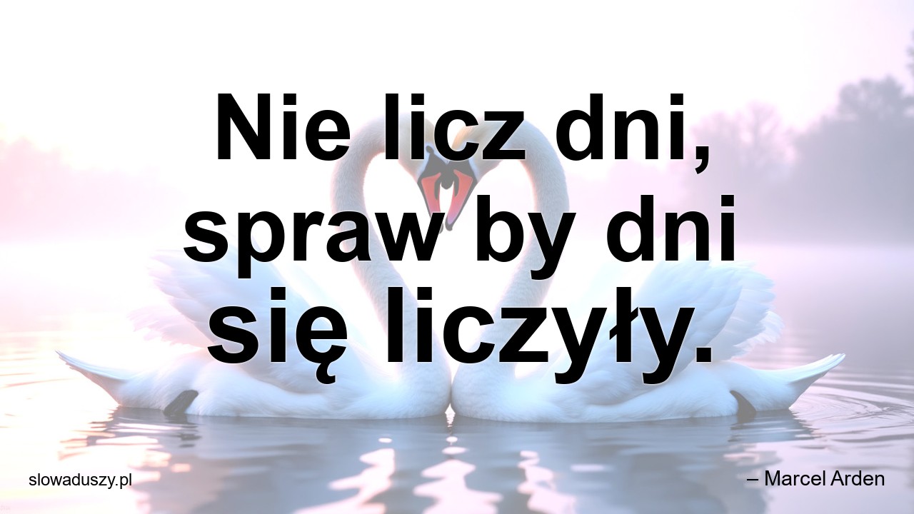 Nie licz dni,  spraw by dni się liczyły. - – Marcel Arden
