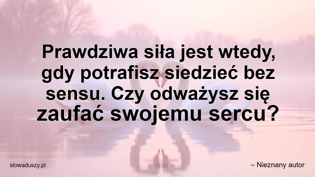 Prawdziwa siła jest wtedy,  gdy potrafisz siedzieć bez sensu. Czy odważysz się zaufać swojemu sercu?