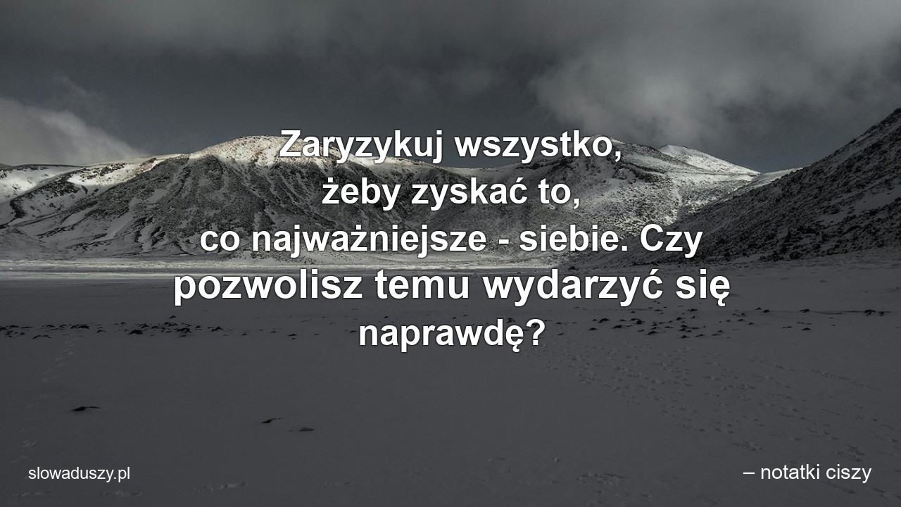 Zaryzykuj wszystko,  żeby zyskać to,  co najważniejsze - siebie. Czy pozwolisz temu wydarzyć się naprawdę?