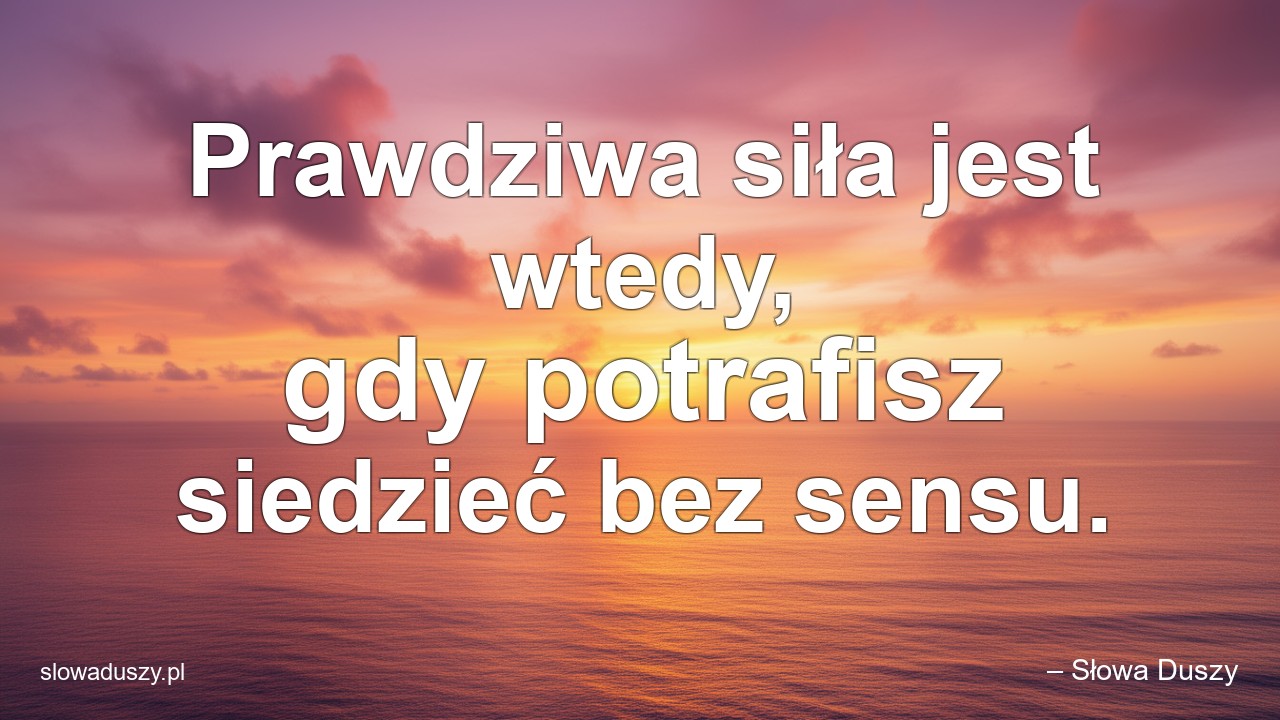 Prawdziwa siła jest wtedy,  gdy potrafisz siedzieć bez sensu.
