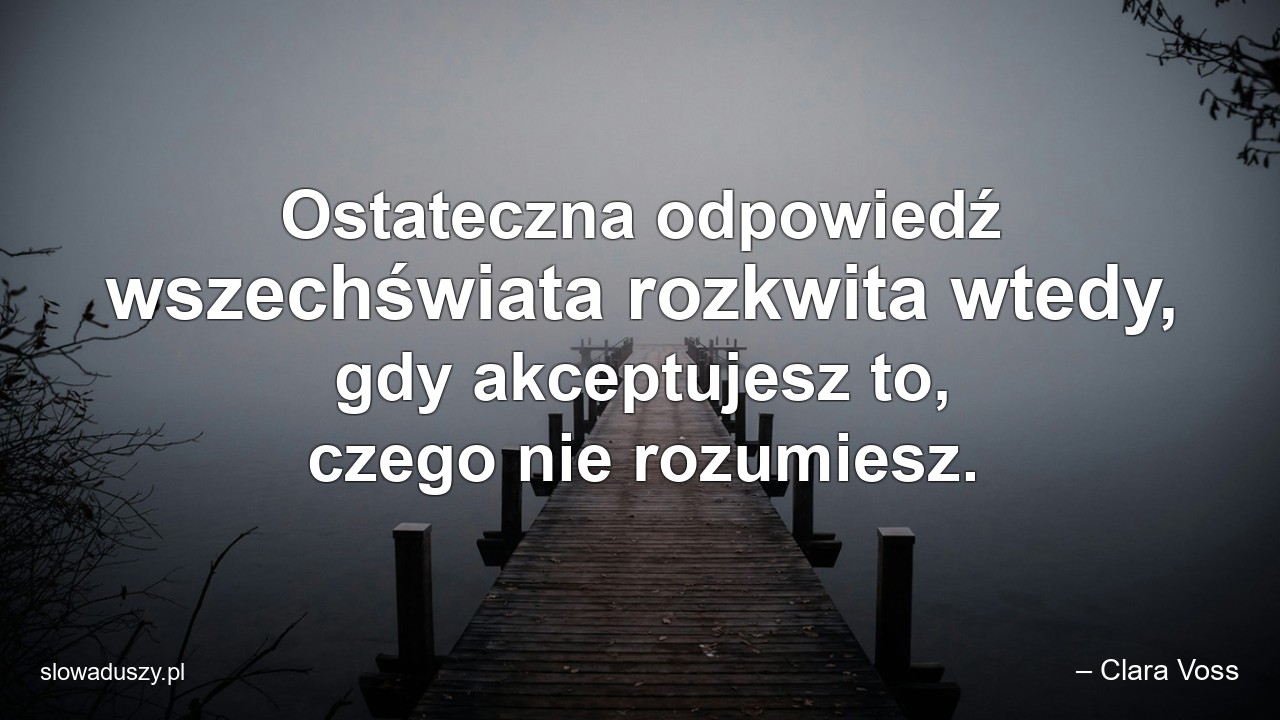 Ostateczna odpowiedź wszechświata rozkwita wtedy,  gdy akceptujesz to,  czego nie rozumiesz.