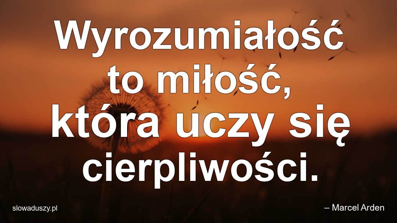 Wyrozumiałość to miłość,  która uczy się cierpliwości. - – Marcel Arden