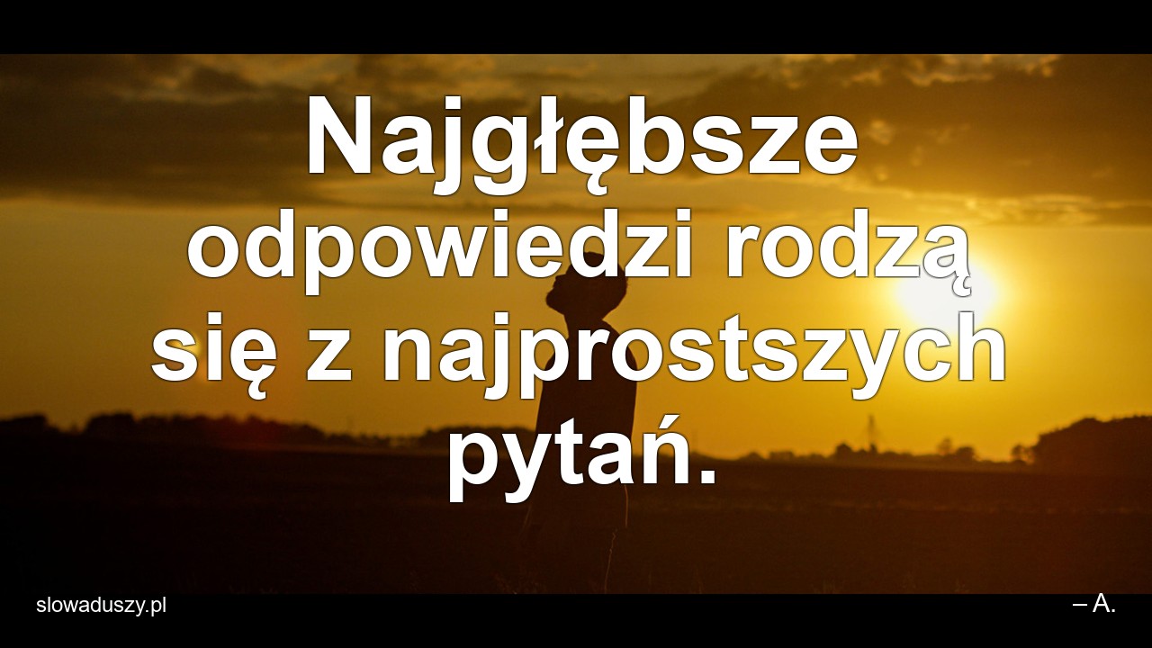 Najgłębsze odpowiedzi rodzą się z najprostszych pytań. - – A.