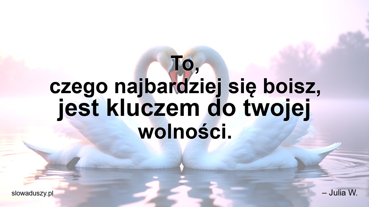 To,  czego najbardziej się boisz,  jest kluczem do twojej wolności. - – Julia W.