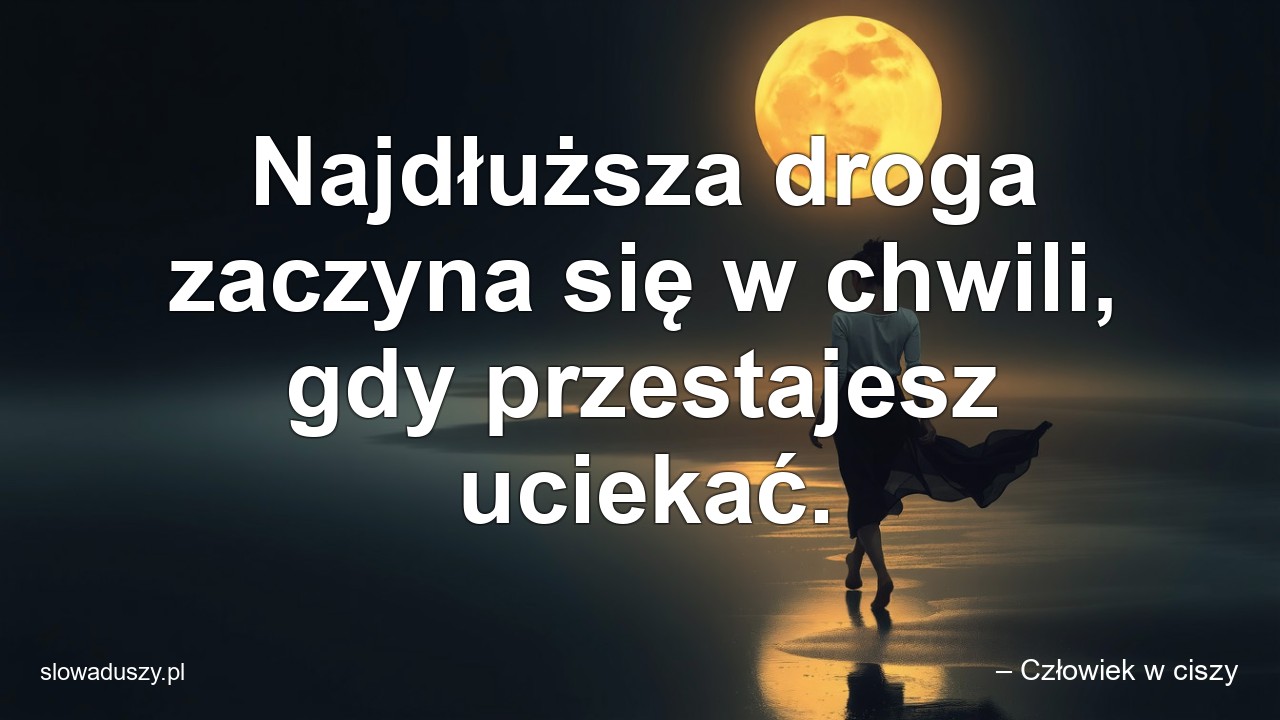 Najdłuższa droga zaczyna się w chwili,  gdy przestajesz uciekać.