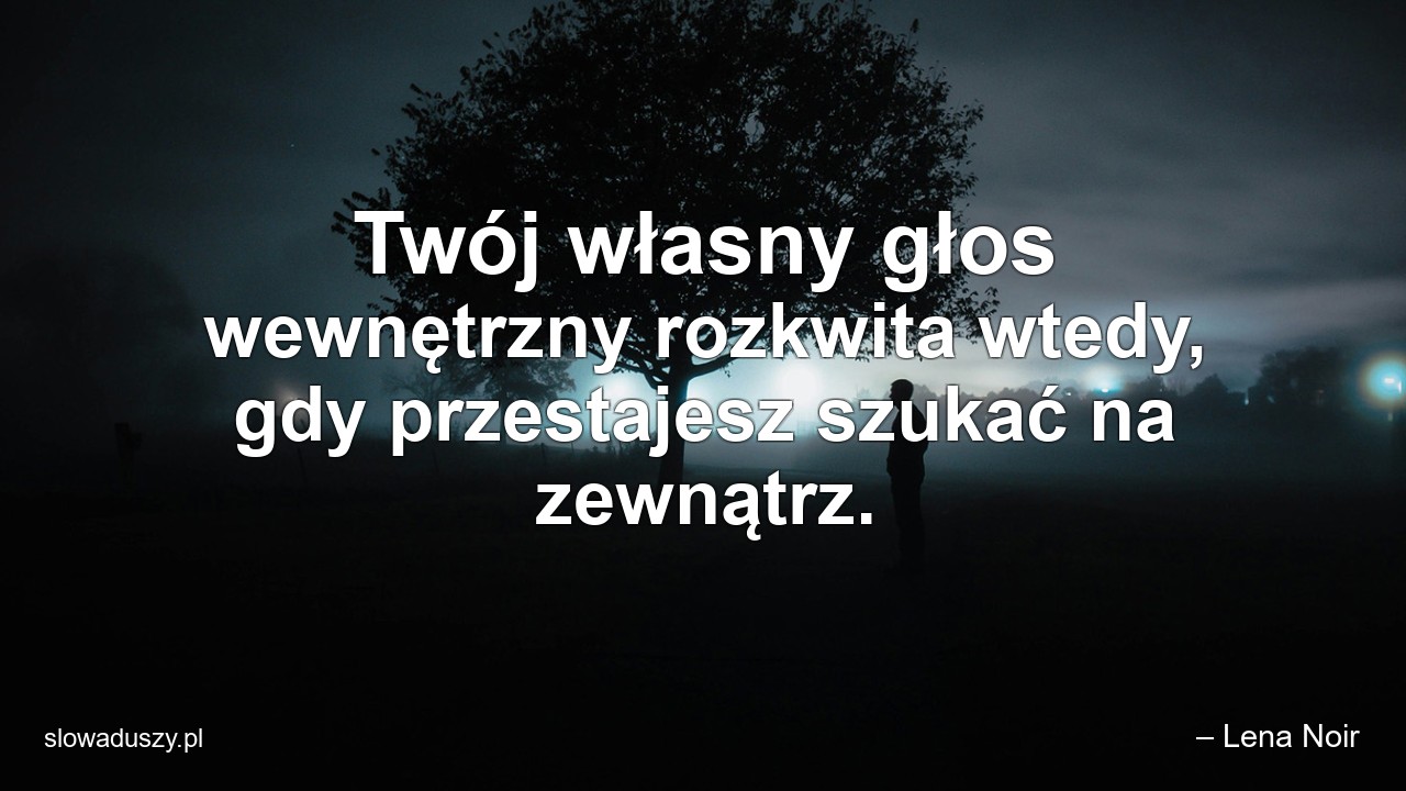 Twój własny głos wewnętrzny rozkwita wtedy,  gdy przestajesz szukać na zewnątrz. - – Lena Noir