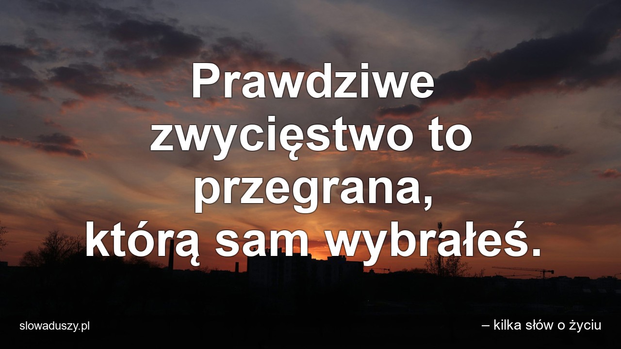 Prawdziwe zwycięstwo to przegrana,  którą sam wybrałeś. - – kilka słów o życiu