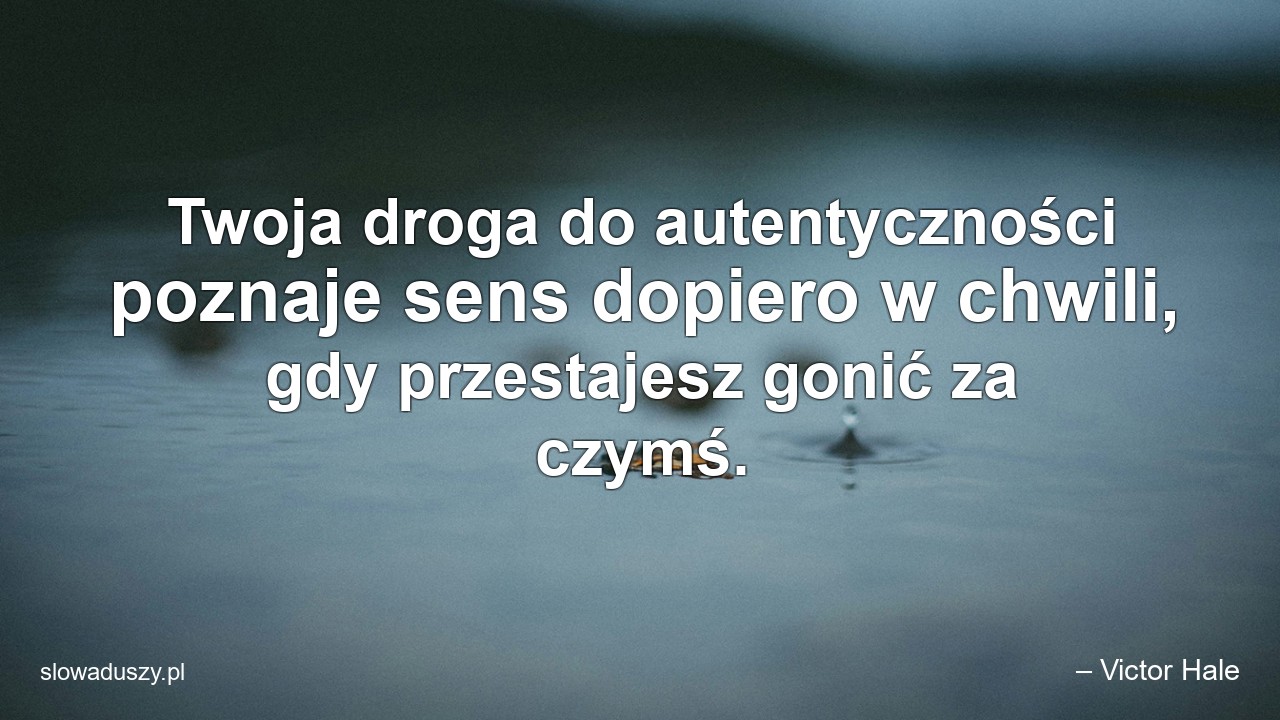 Twoja droga do autentyczności poznaje sens dopiero w chwili,  gdy przestajesz gonić za czymś. - – Victor Hale