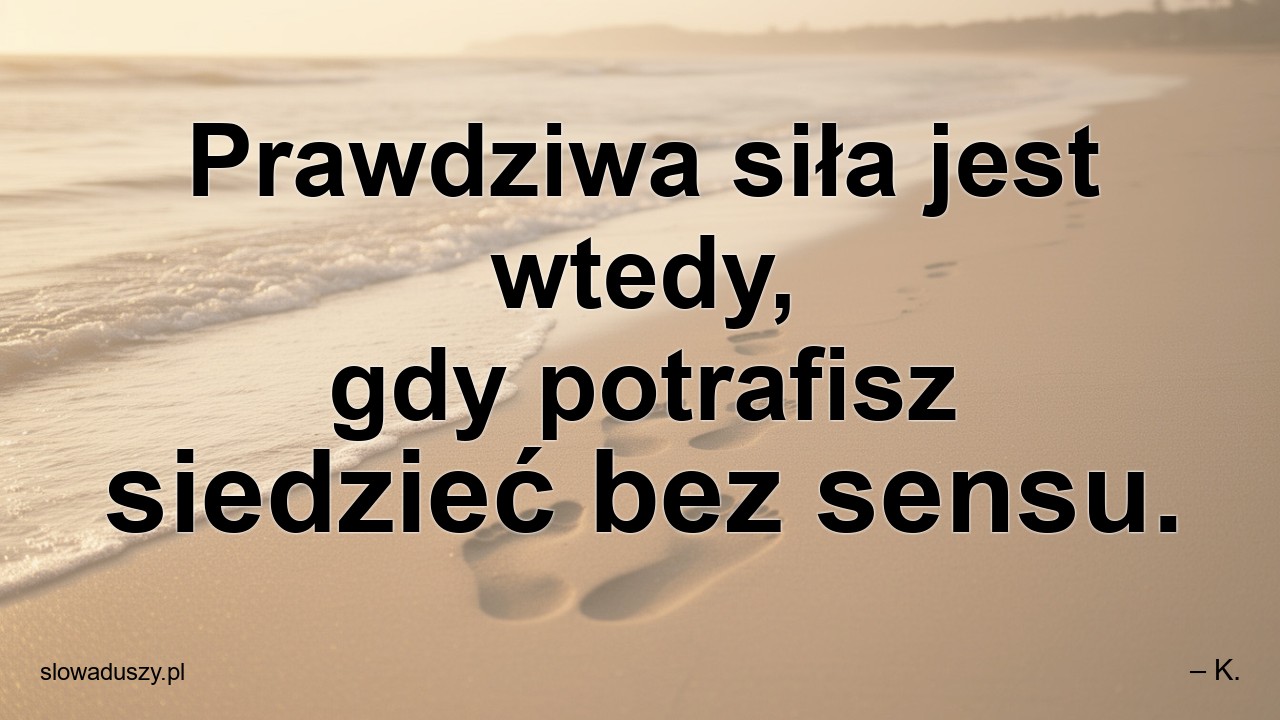 Prawdziwa siła jest wtedy,  gdy potrafisz siedzieć bez sensu. - – K.