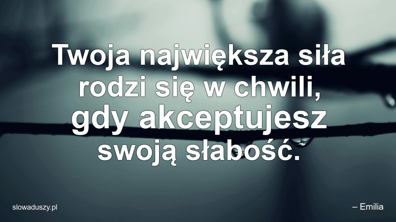 Twoja największa siła rodzi się w chwili,  gdy akceptujesz swoją słabość.