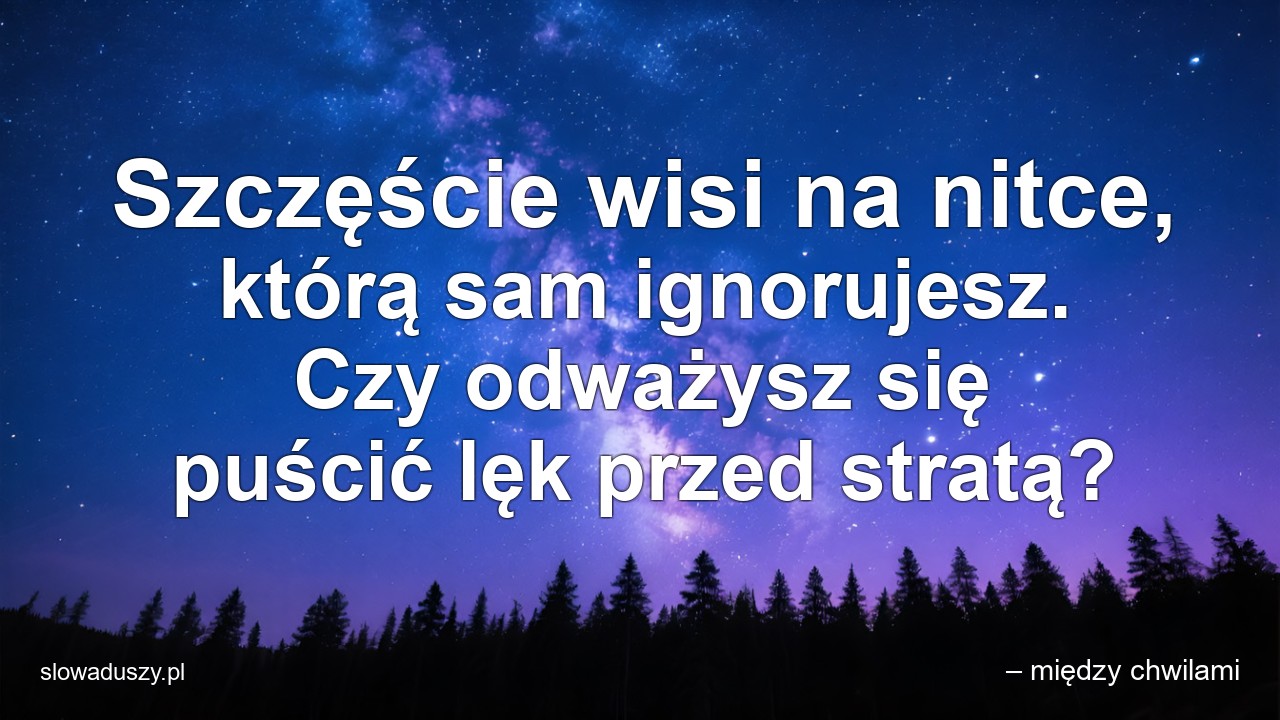 Szczęście wisi na nitce,  którą sam ignorujesz. Czy odważysz się puścić lęk przed stratą? - – między chwilami