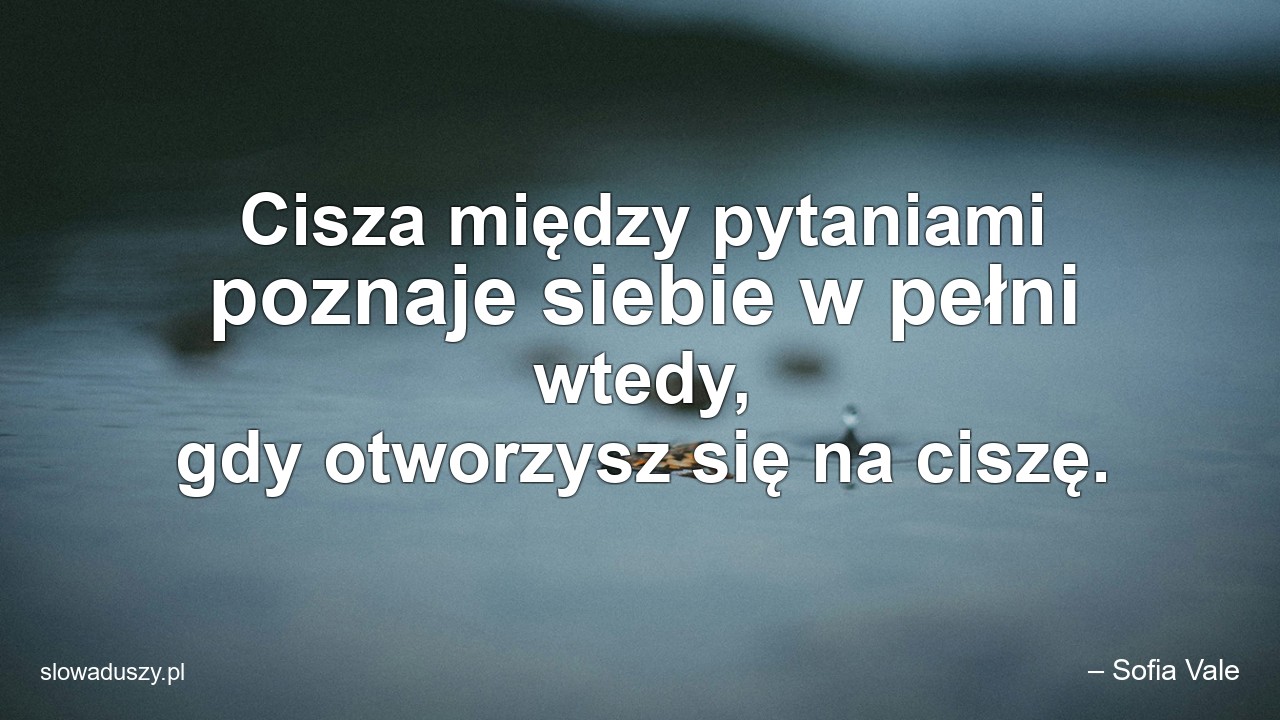 Cisza między pytaniami poznaje siebie w pełni wtedy,  gdy otworzysz się na ciszę.
