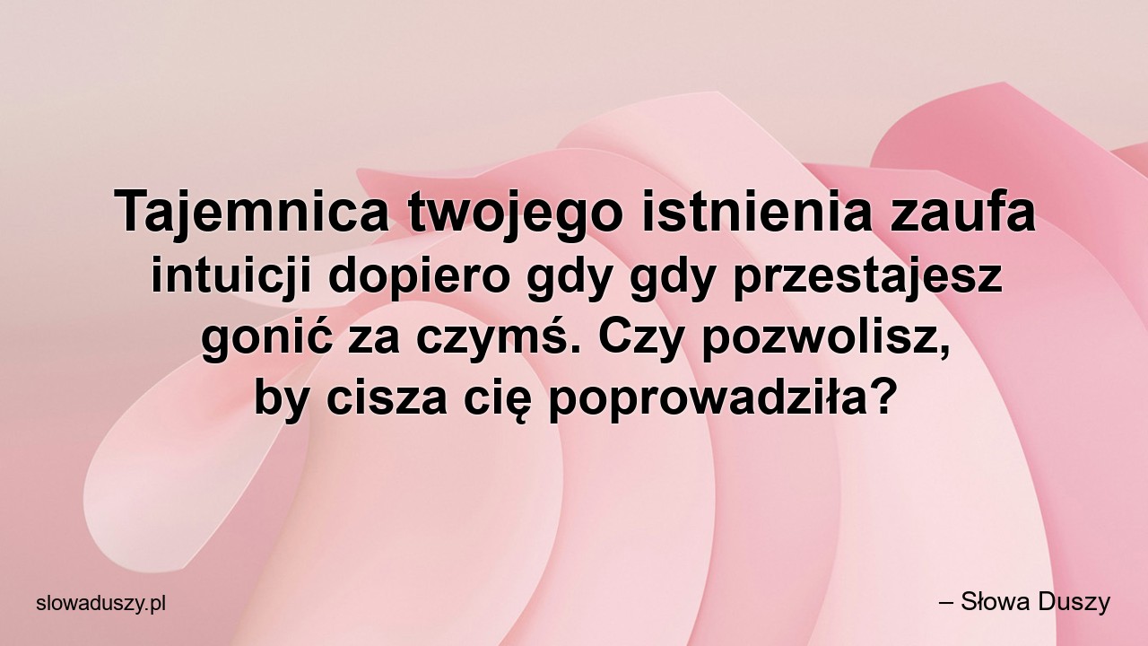 Tajemnica twojego istnienia zaufa intuicji dopiero gdy gdy przestajesz gonić za czymś. Czy pozwolisz,  by cisza cię poprowadziła?