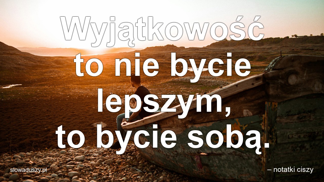 Wyjątkowość to nie bycie lepszym,  to bycie sobą. - – notatki ciszy