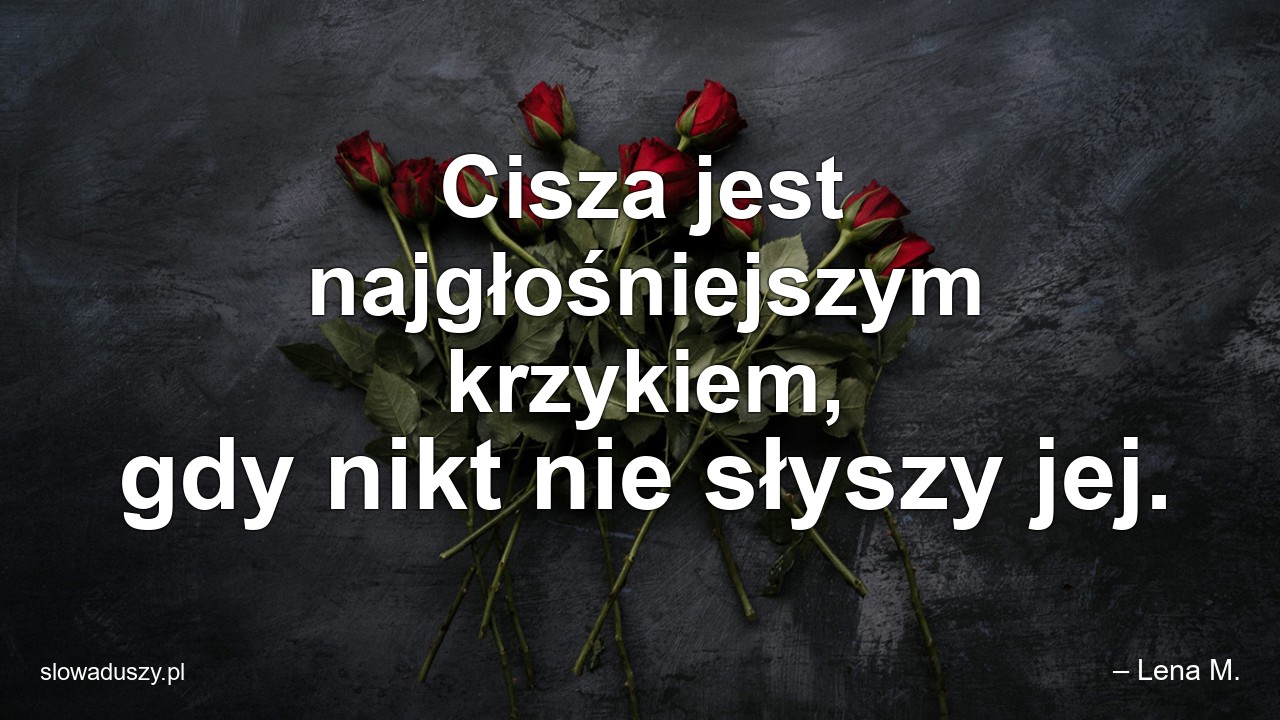 Cisza jest najgłośniejszym krzykiem,  gdy nikt nie słyszy jej.