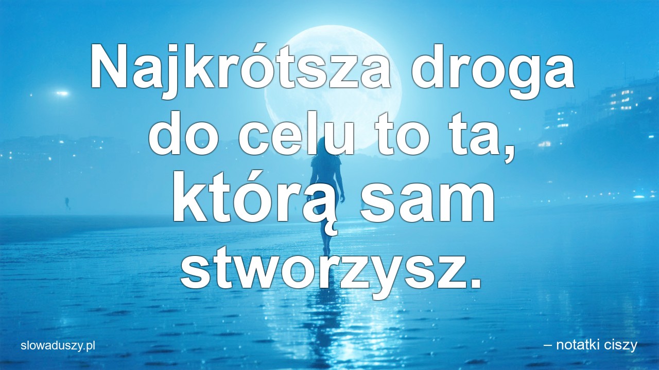 Najkrótsza droga do celu to ta,  którą sam stworzysz. - – notatki ciszy
