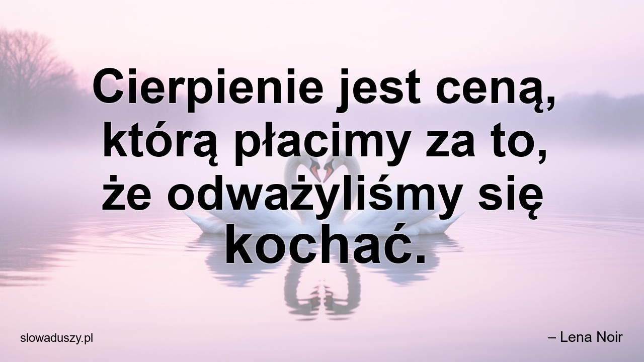 Cierpienie jest ceną,  którą płacimy za to,  że odważyliśmy się kochać. - – Lena Noir