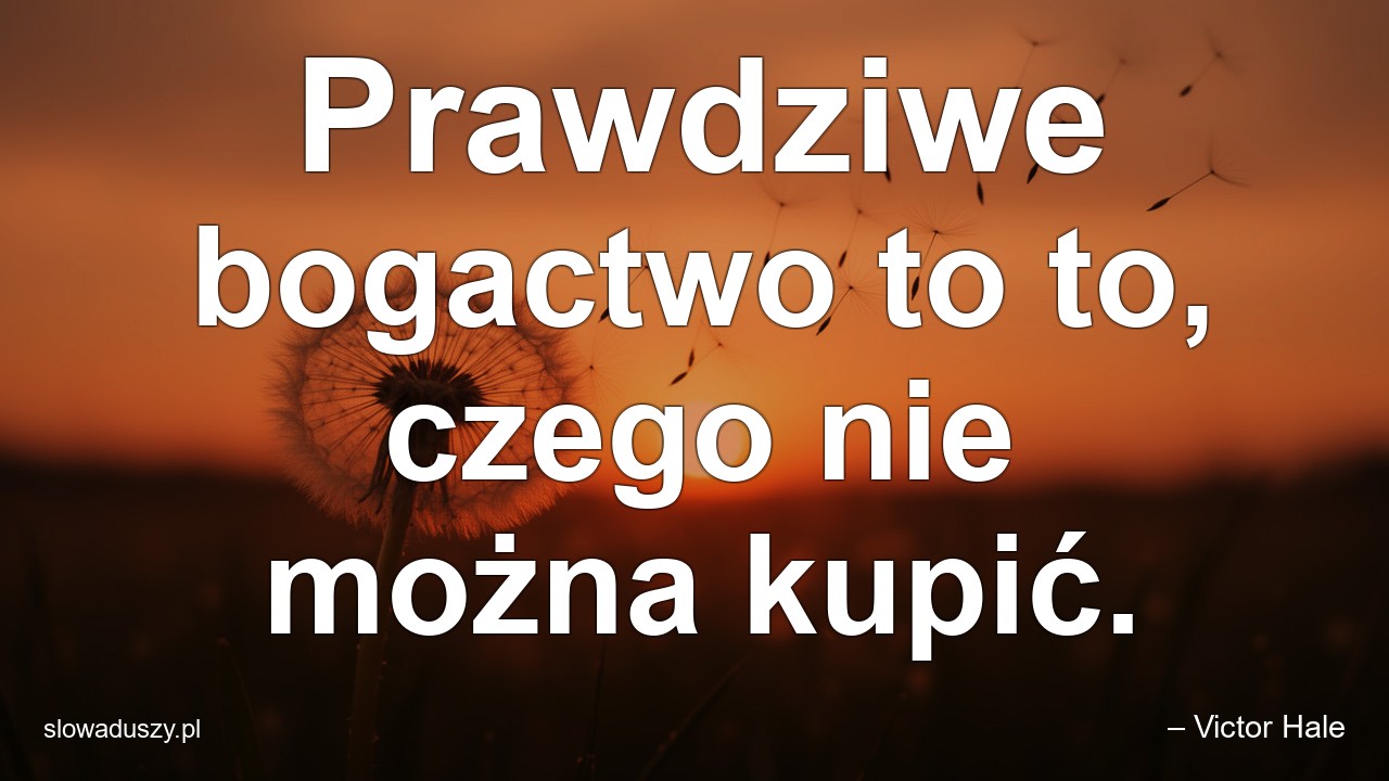 Prawdziwe bogactwo to to,  czego nie można kupić. - – Victor Hale