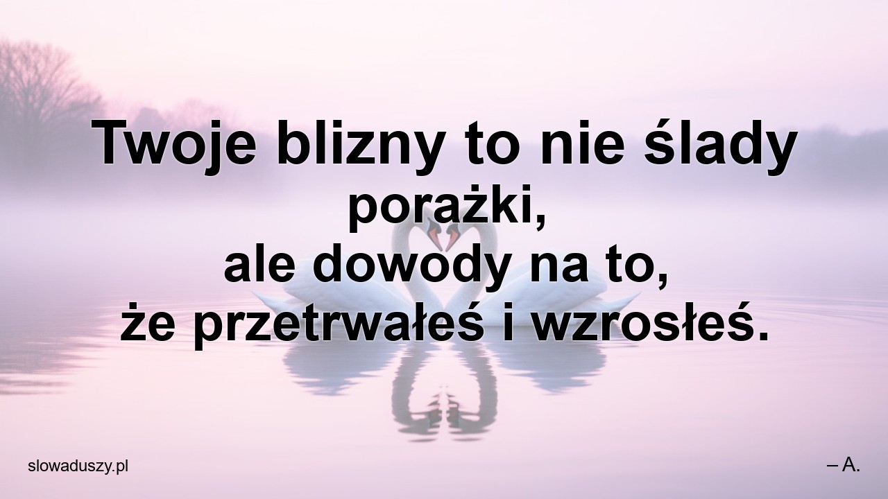 Twoje blizny to nie ślady porażki,  ale dowody na to,  że przetrwałeś i wzrosłeś. - – A.
