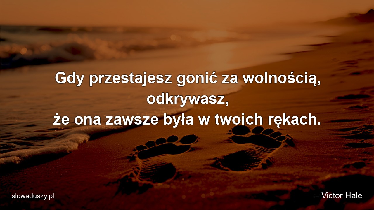 Gdy przestajesz gonić za wolnością,  odkrywasz,  że ona zawsze była w twoich rękach.