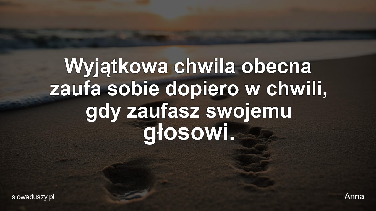 Wyjątkowa chwila obecna zaufa sobie dopiero w chwili,  gdy zaufasz swojemu głosowi.