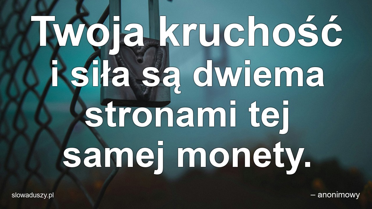 Twoja kruchość i siła są dwiema stronami tej samej monety.