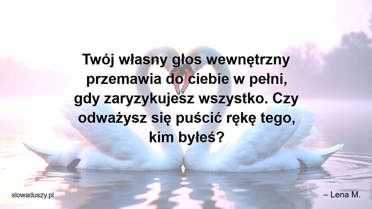 Twój własny głos wewnętrzny przemawia do ciebie w pełni,  gdy zaryzykujesz wszystko. Czy odważysz się puścić rękę tego,  kim byłeś?