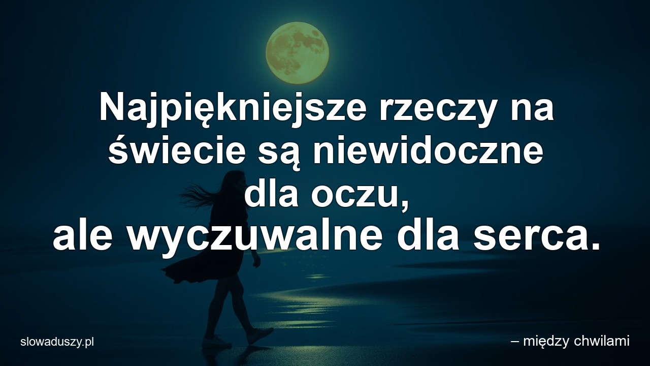 Najpiękniejsze rzeczy na świecie są niewidoczne dla oczu,  ale wyczuwalne dla serca.