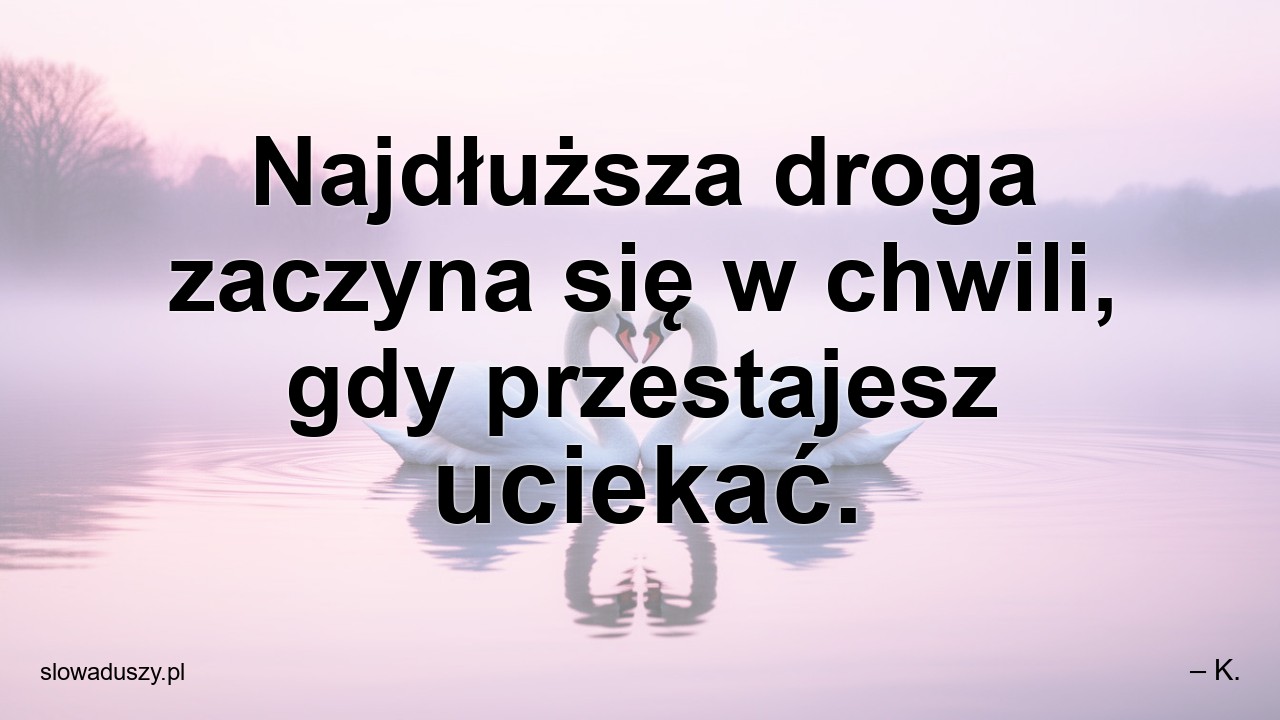 Najdłuższa droga zaczyna się w chwili,  gdy przestajesz uciekać.