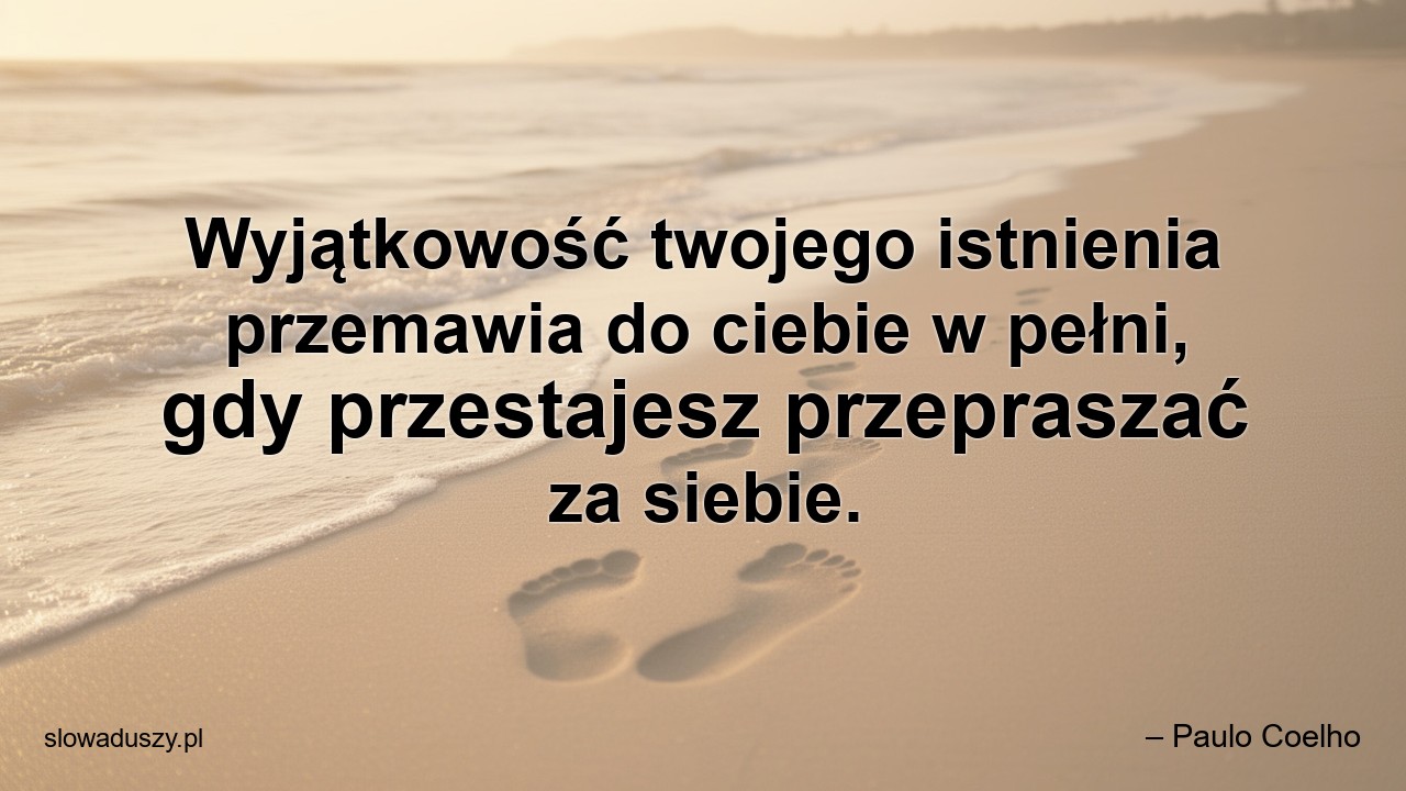 Wyjątkowość twojego istnienia przemawia do ciebie w pełni,  gdy przestajesz przepraszać za siebie.