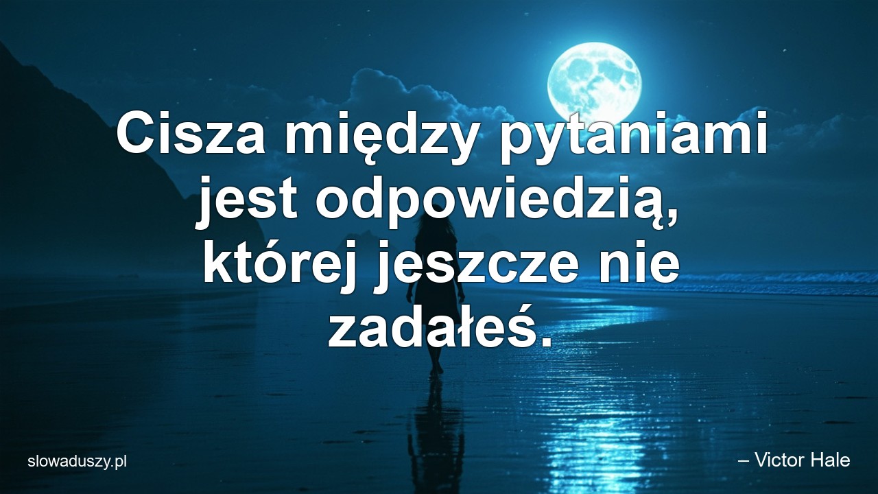 Cisza między pytaniami jest odpowiedzią,  której jeszcze nie zadałeś.