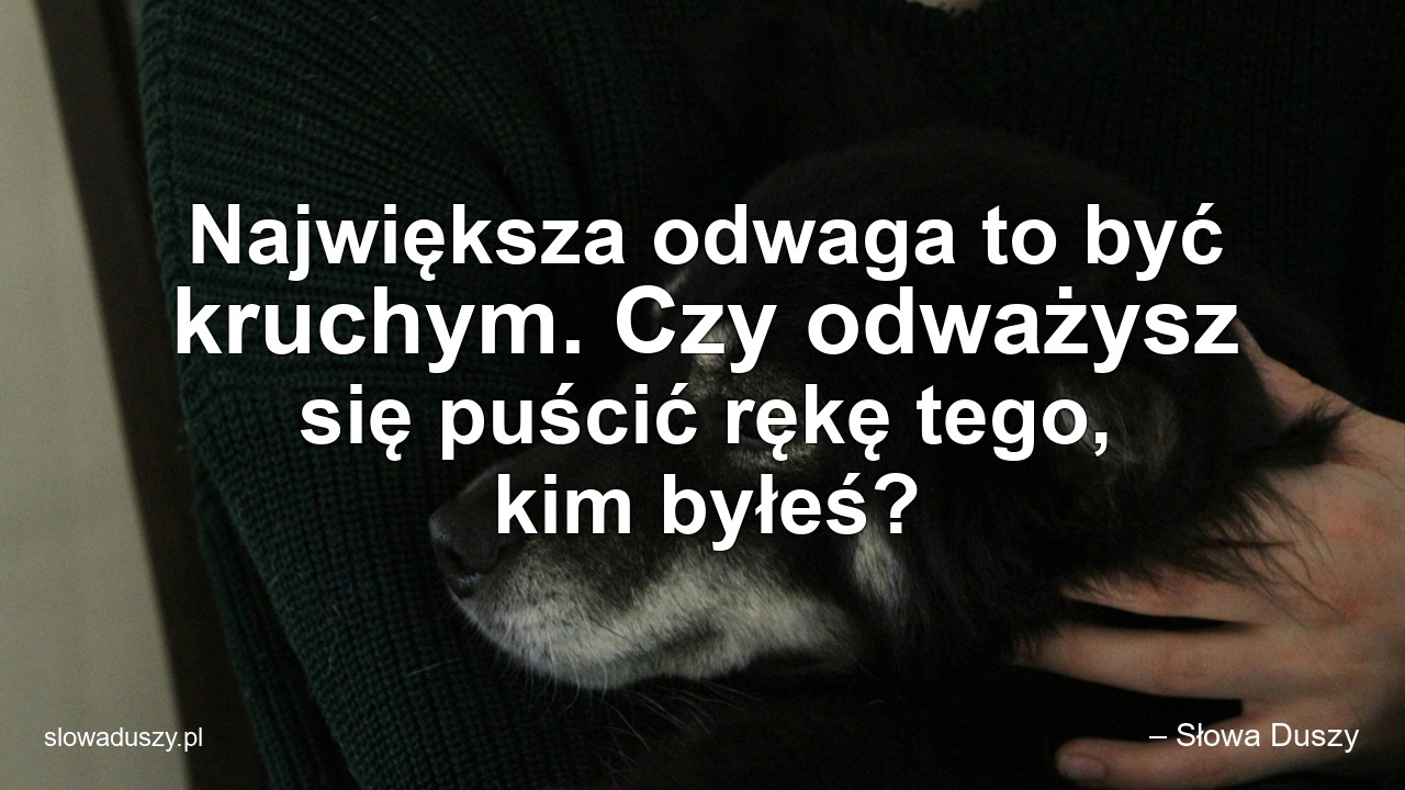 Największa odwaga to być kruchym. Czy odważysz się puścić rękę tego,  kim byłeś?