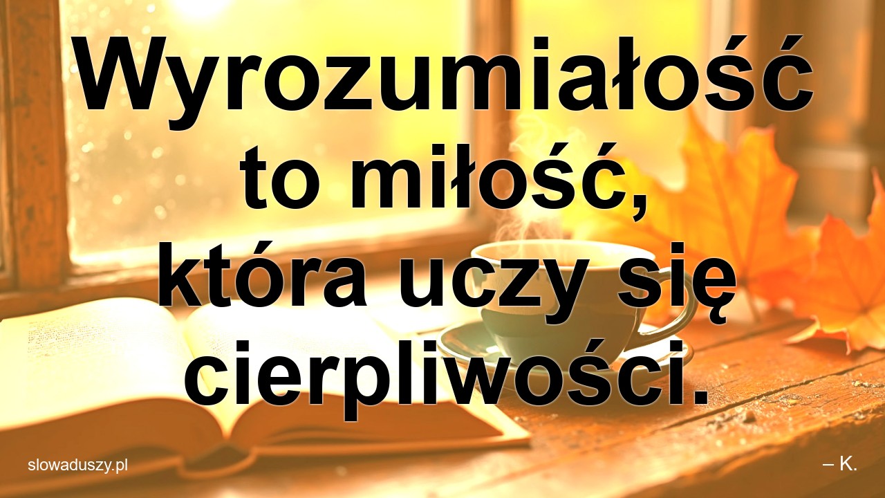 Wyrozumiałość to miłość,  która uczy się cierpliwości.