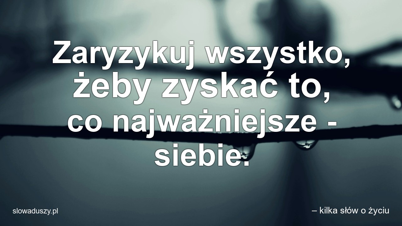 Zaryzykuj wszystko,  żeby zyskać to,  co najważniejsze - siebie.