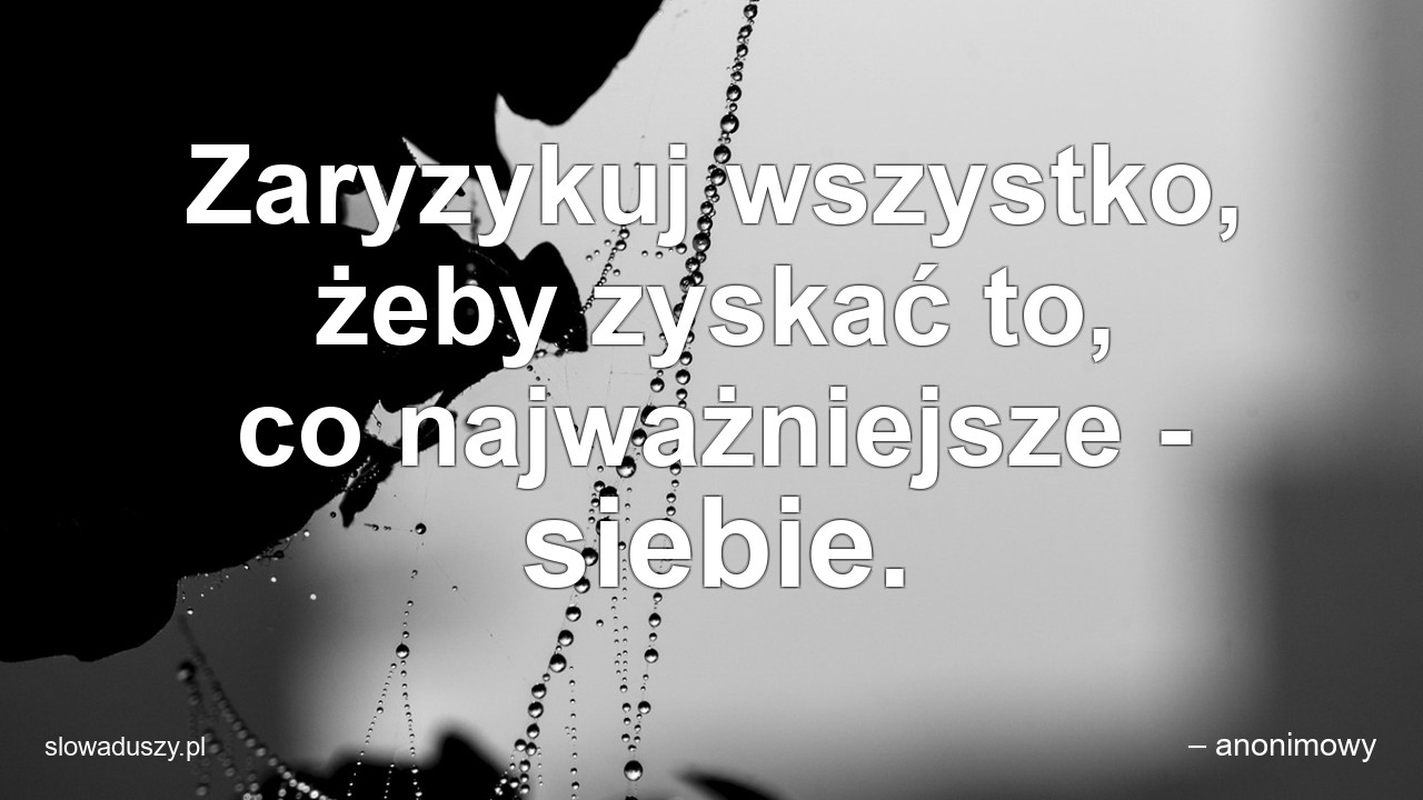 Zaryzykuj wszystko,  żeby zyskać to,  co najważniejsze - siebie.