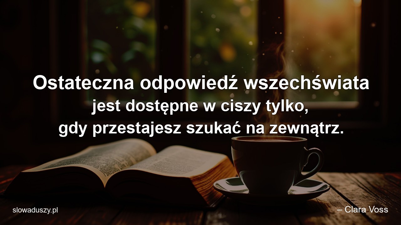 Ostateczna odpowiedź wszechświata jest dostępne w ciszy tylko,  gdy przestajesz szukać na zewnątrz.