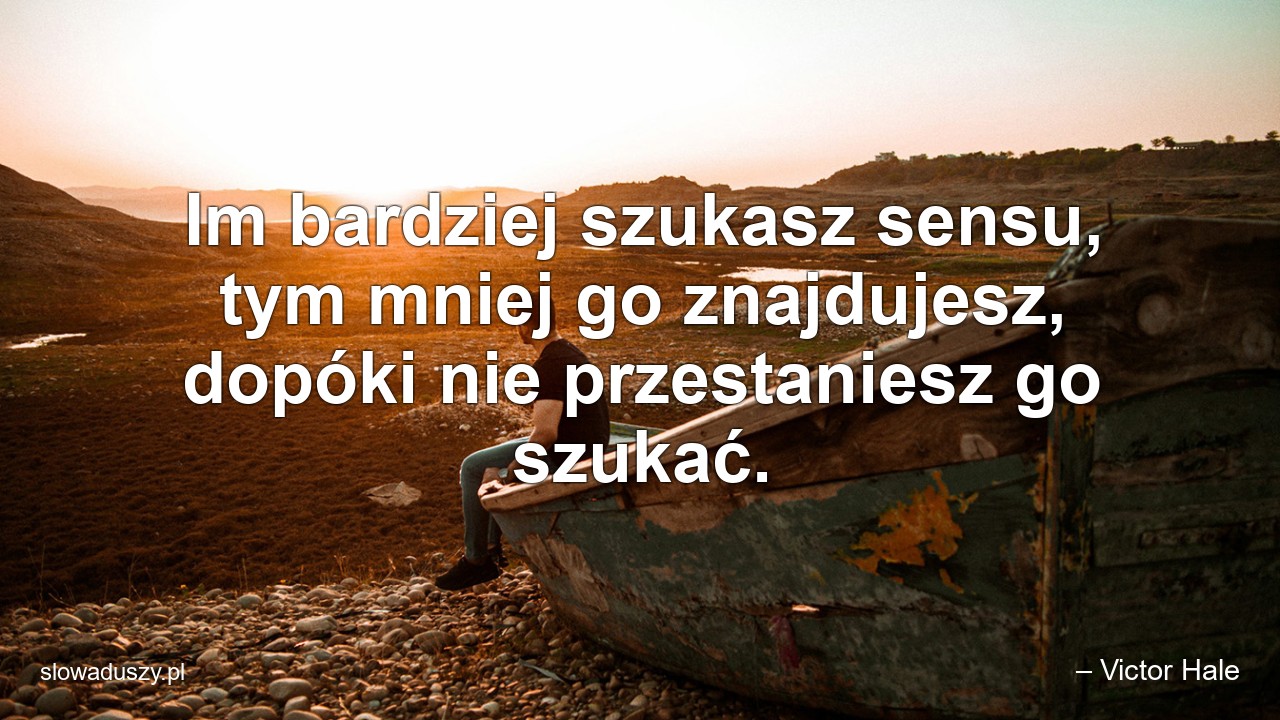 Im bardziej szukasz sensu,  tym mniej go znajdujesz,  dopóki nie przestaniesz go szukać.