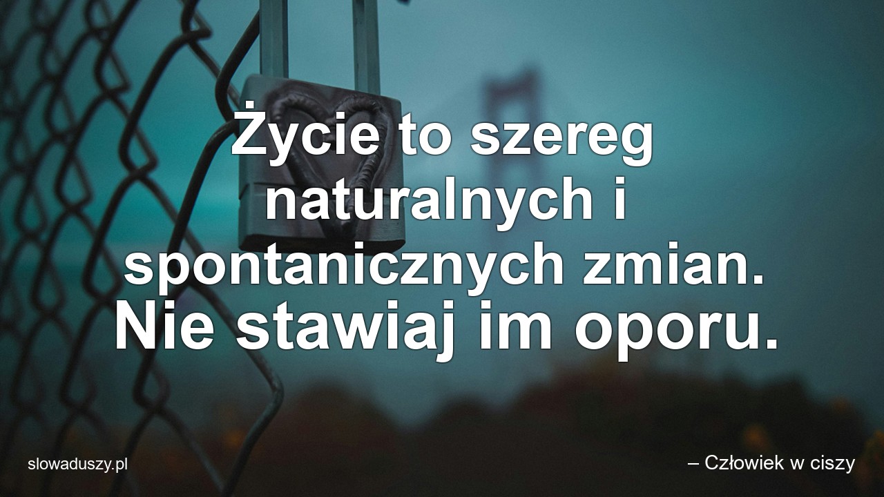 Życie to szereg naturalnych i spontanicznych zmian. Nie stawiaj im oporu.