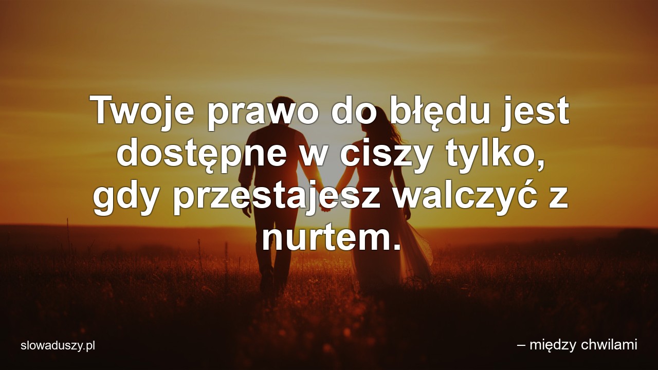 Twoje prawo do błędu jest dostępne w ciszy tylko,  gdy przestajesz walczyć z nurtem.