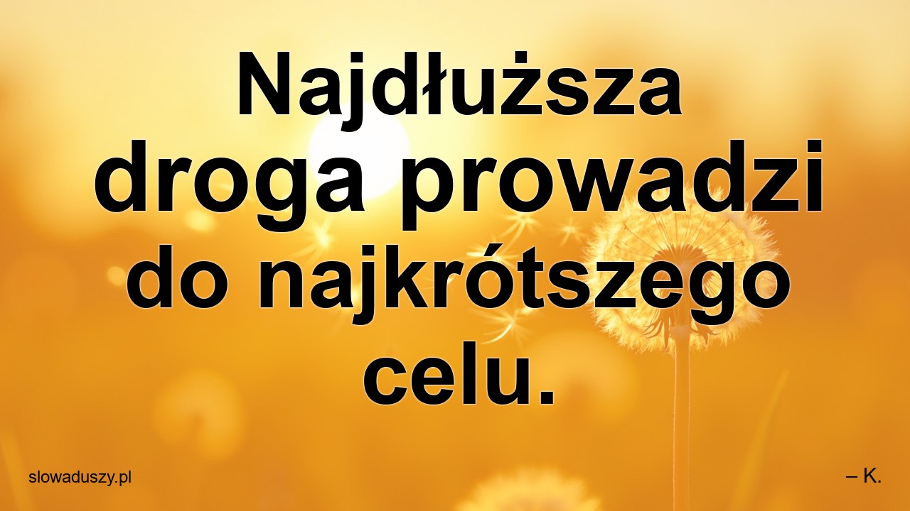 Najdłuższa droga prowadzi do najkrótszego celu.