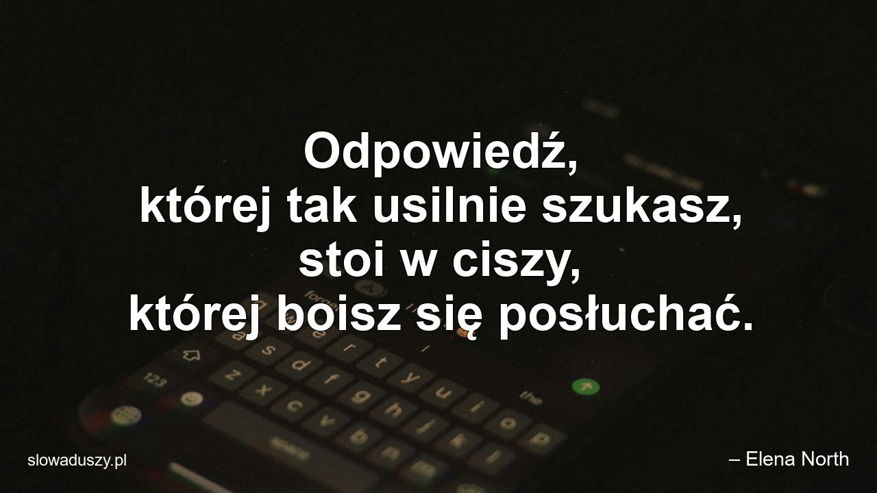 Odpowiedź,  której tak usilnie szukasz,  stoi w ciszy,  której boisz się posłuchać.
